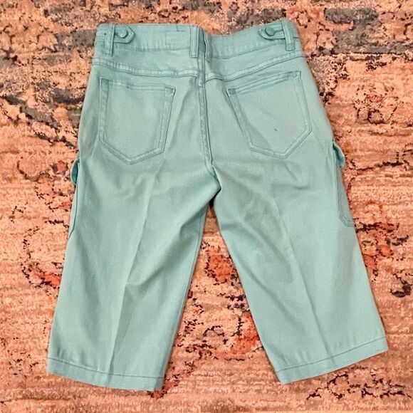 𝅺V Christina Size 8 Turquoise Denim Cargo Cropped Jeans - Picture 2 of 3